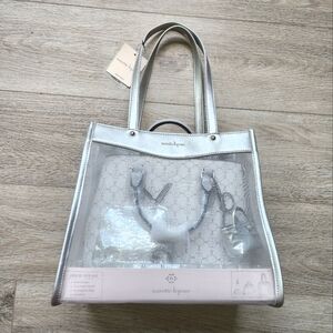 Nanette Lepore 4 Piece Set Silver Gray Purse Keyring Coin Purse